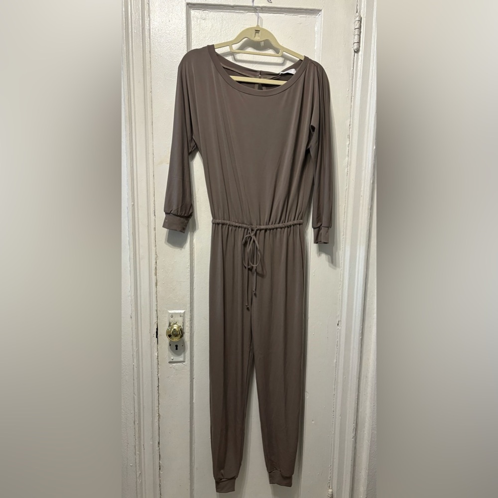 Lanston Relaxed Fit Jumpsuit with Elastic Waistband olive green